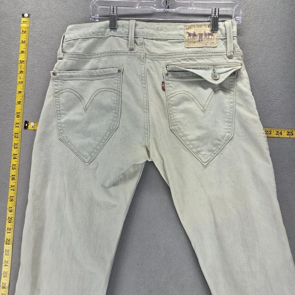 Vintage Levis 504 Jeans Mens Beige Straight Engineered Flap Pocket Fits 31x27